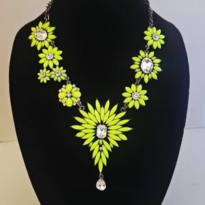 Amrita Singh Austrian Crystal And Yellow Floral Statement CONTEMPO Necklace
